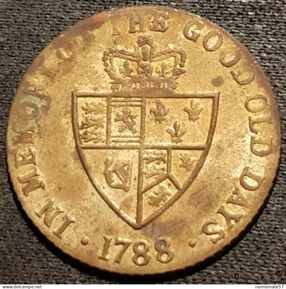 GRANDE-BRETAGNE - JETON Spade Half Guinea Gaming Token 1788 - George III In Memory Of The Good Old Days - Other & Unclassified