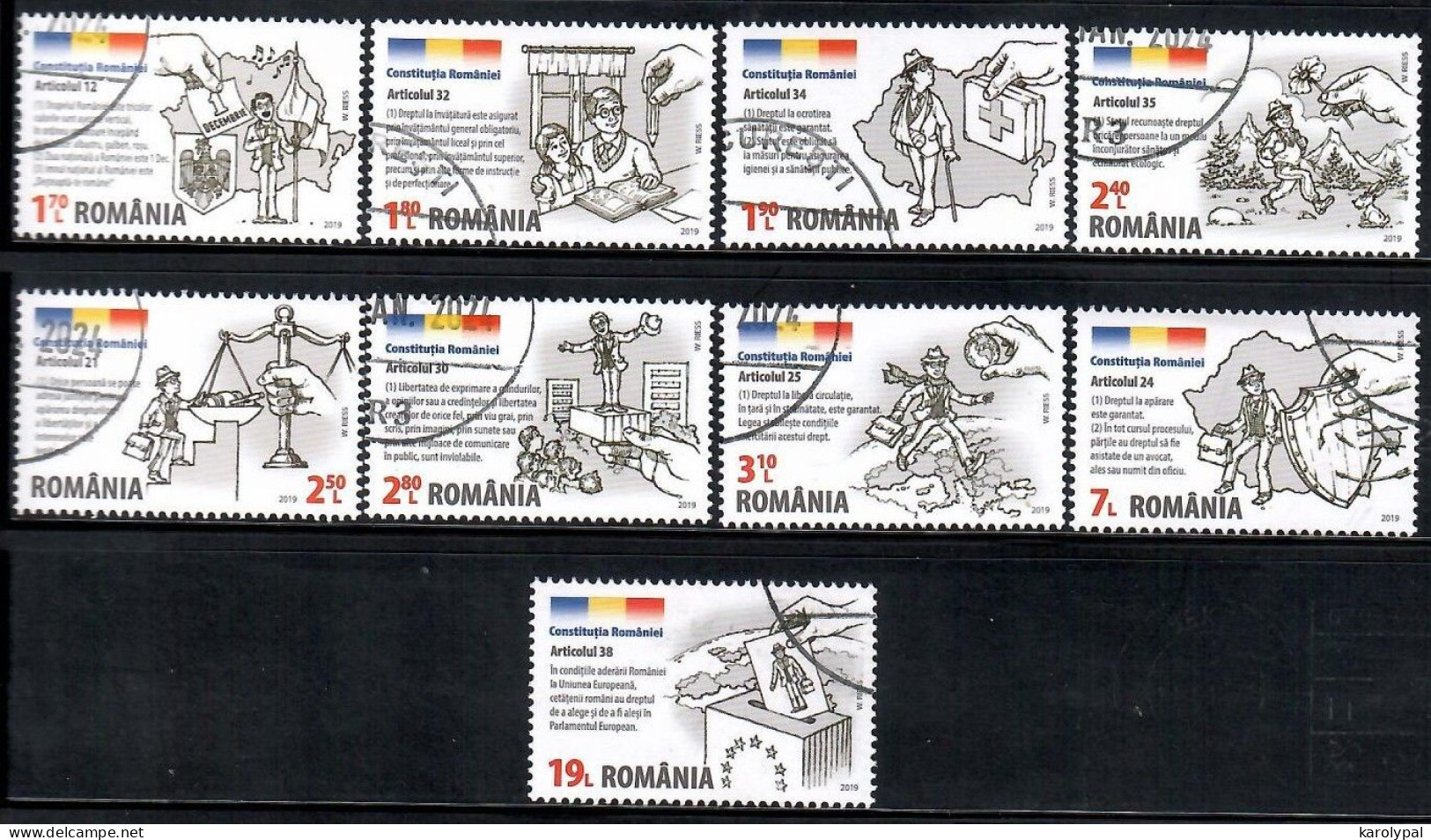 Romania, 2019 CTO, Mi. Nr.7522-30, The Constitution Of Romania - Used Stamps