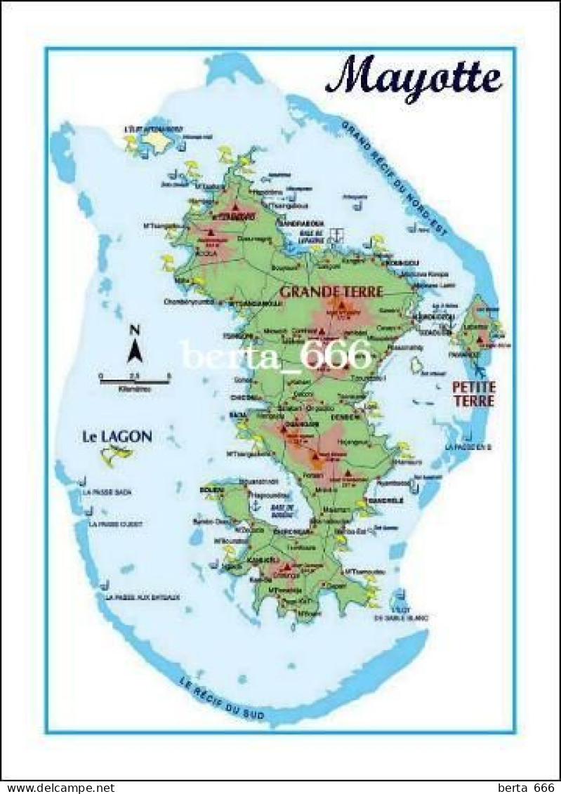 Mayotte Map New Postcard * Carte Geographique * Landkarte - Mayotte