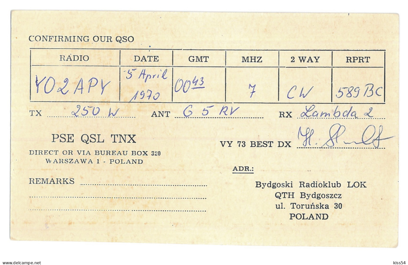 Q 39 - 341-a POLAND - 1970 - Amateurfunk