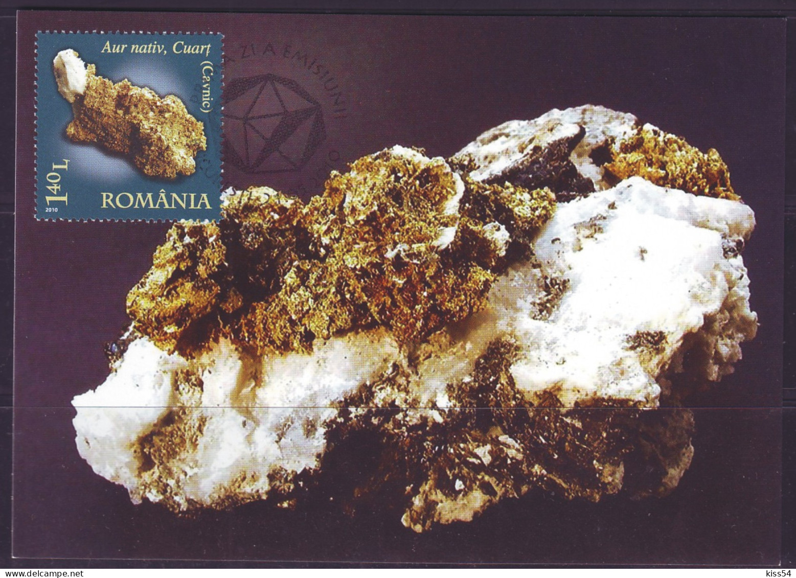 MAX 46 - 294 MINERALOGY, Mineral GOLD, Romania - Maximum Card - 2010 - Minerals