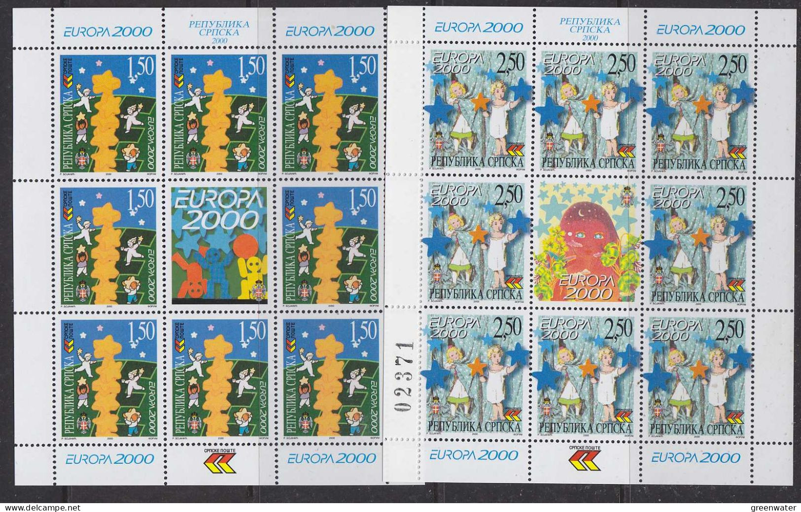 Europa Cept 2000 Bosnia Herzegovina Serbia 2v Sheetlets ** Mnh (59184) ROCK BOTTOM PRICE - 2000