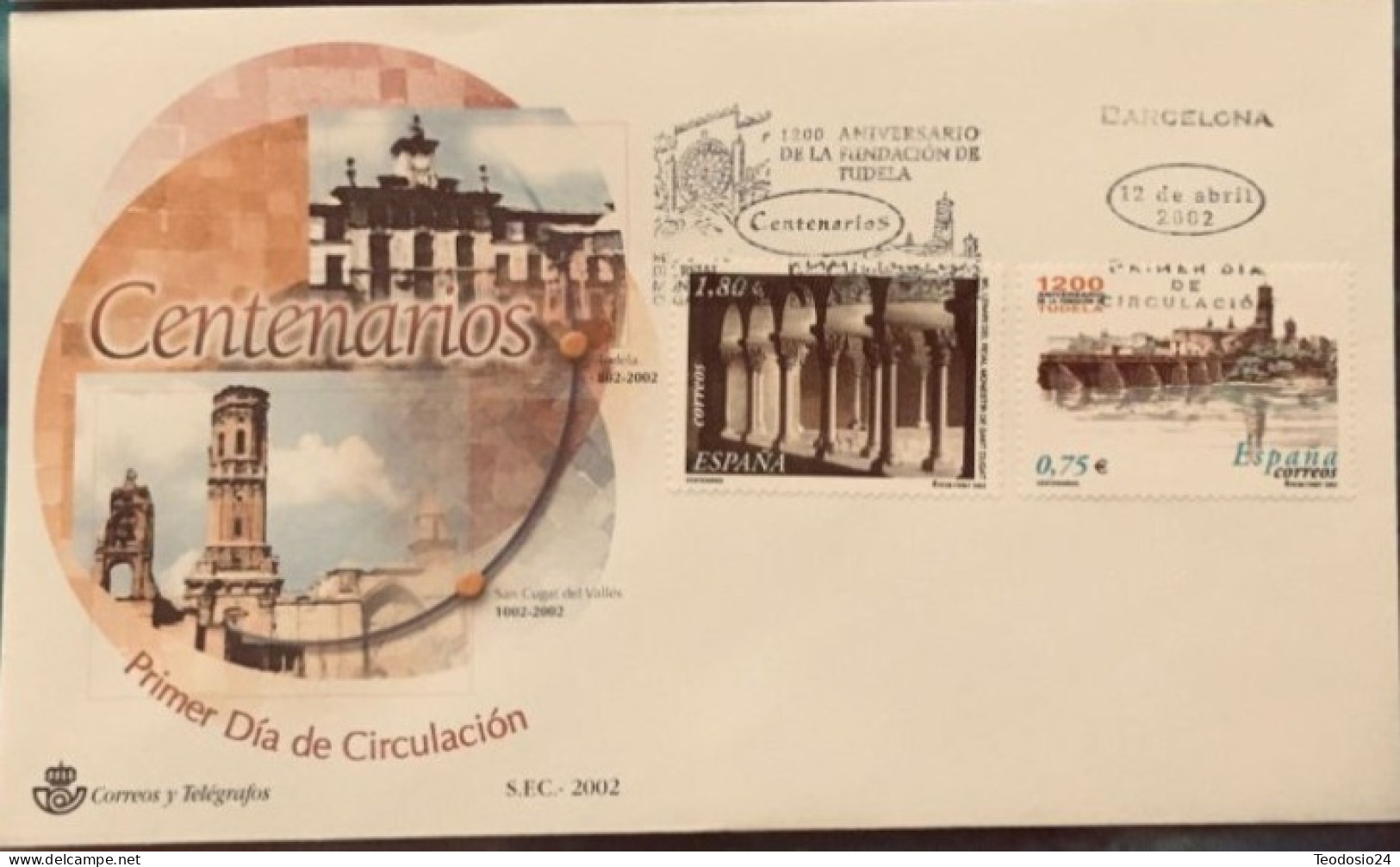 FDC  2002.- Centenarios Tudela Y Saint Cugat - FDC