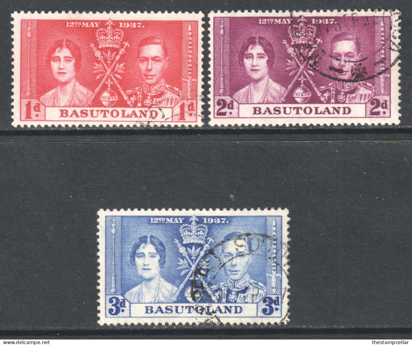 Basutoland Scott 15/17 - SG15/17, 1937 Coronation Set Used - 1933-1964 Kronenkolonie