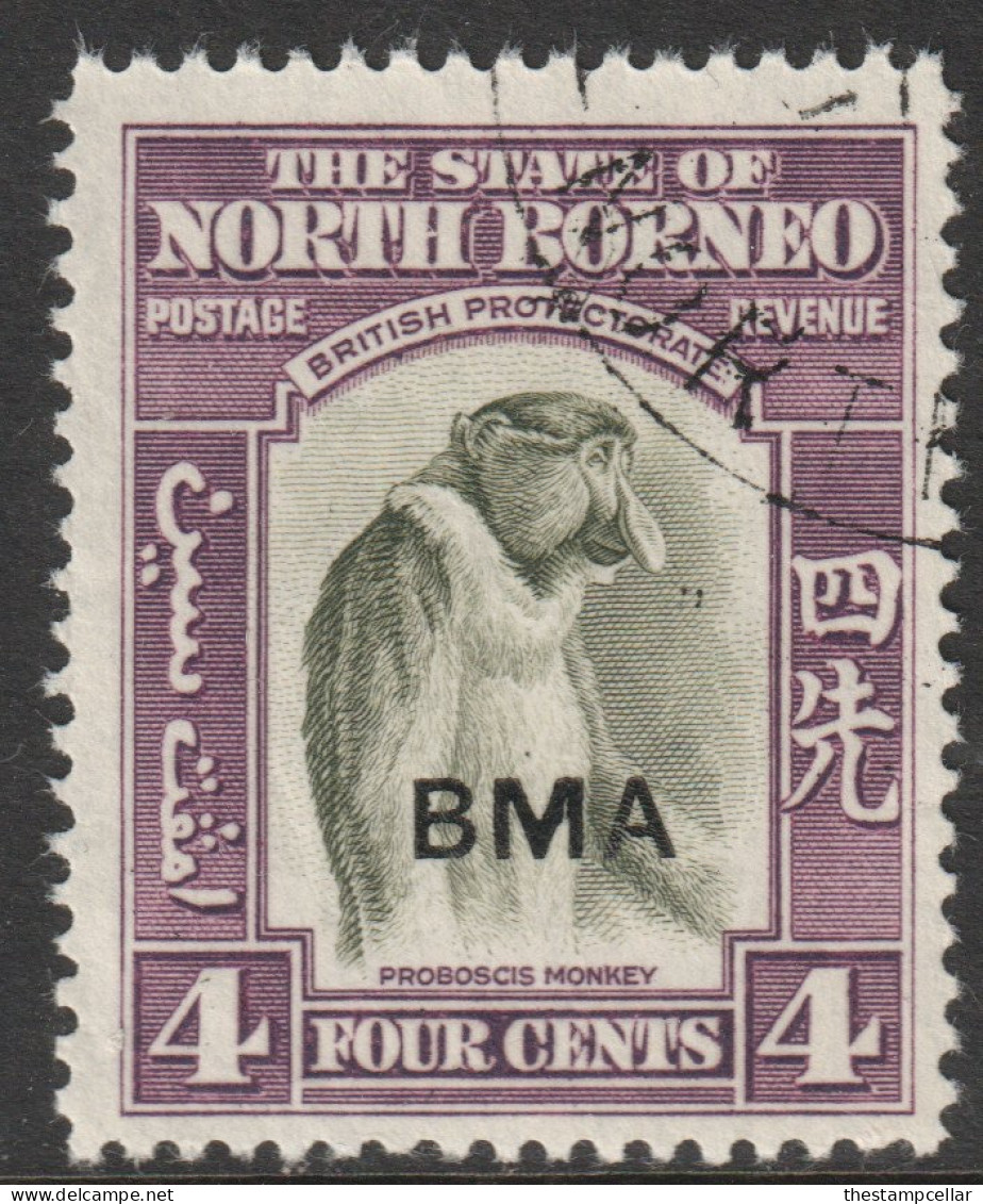 North Borneo Scott 211 - SG323, 1945 BMA Overprint 4c Cds Used - Bornéo Du Nord (...-1963)