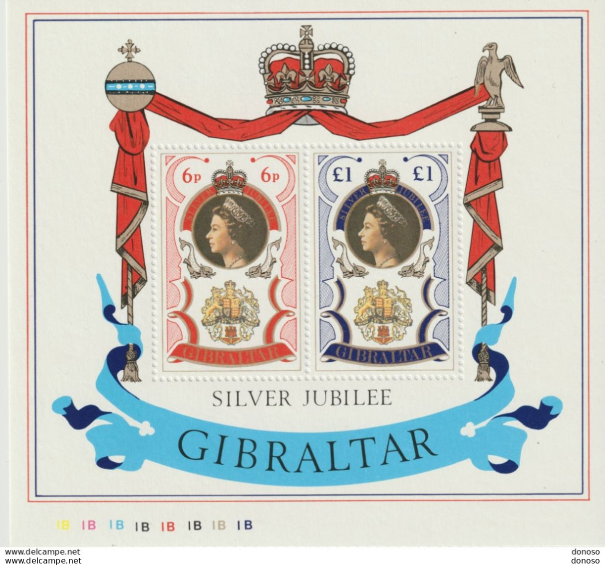 GIBRALTAR 1977 ELIZABETH II Yvert BF 3, Michel Block 3 NEUF** MNH Cote 6 Euros - Gibraltar