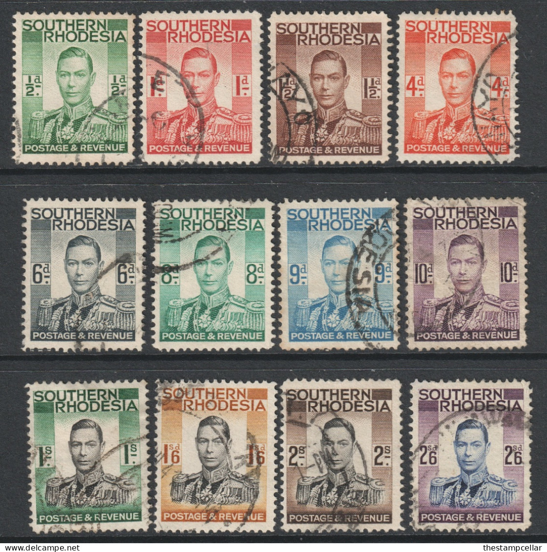 Southern Rhodesia Scott 42/53 - SG40/51, 1937 George VI Short Set To 2/6d Used - Southern Rhodesia (...-1964)