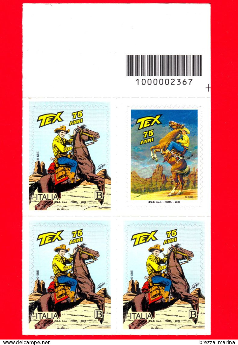 Nuovo - MNH - ITALIA - 2023 - 75 Anni Prima Uscita Del Fumetto Western Tex Willer – B - Barre 2367 - Barcodes