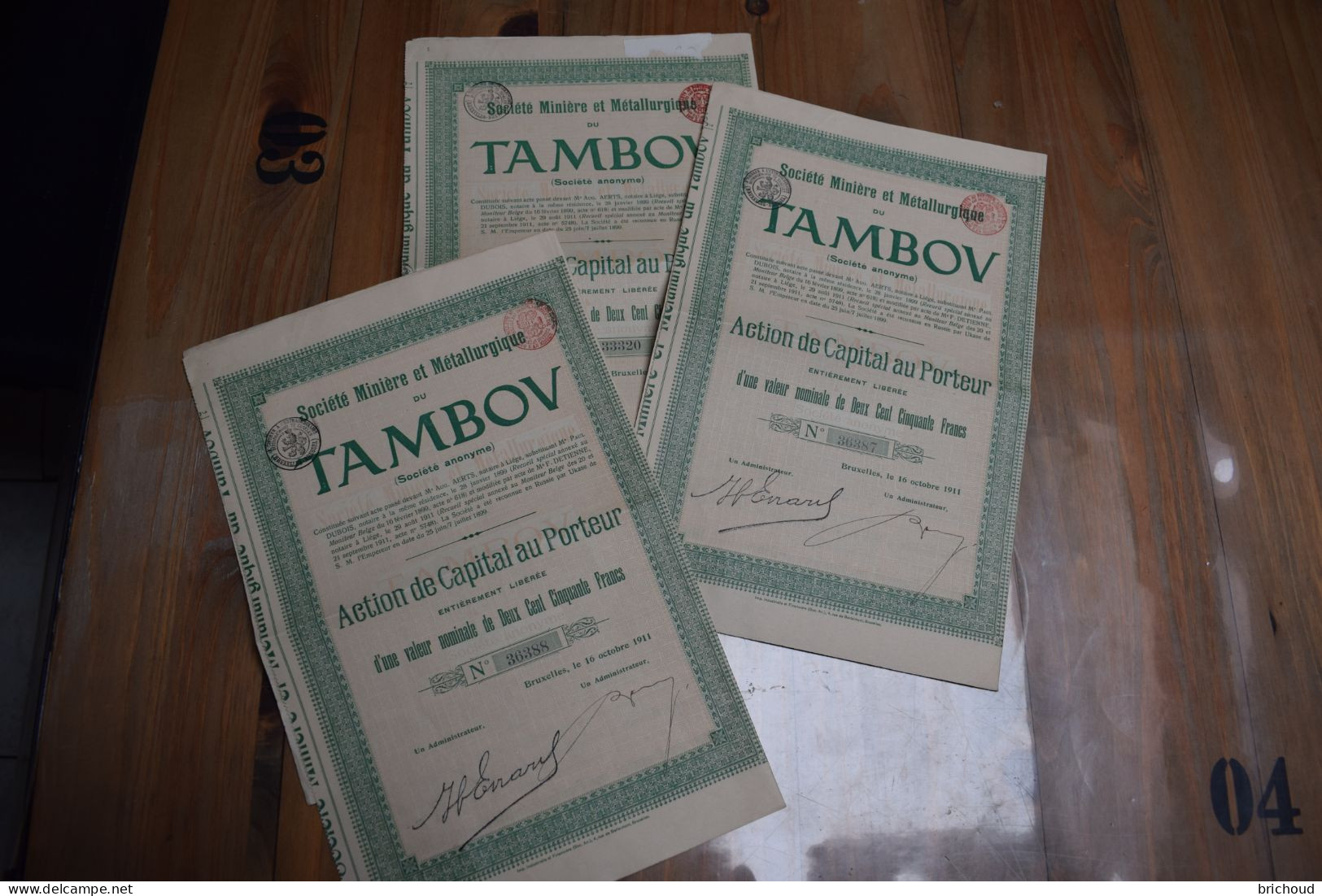 3X Société Minière Et Métallurgique Du Tambov 250 Francs 1911 - Russie