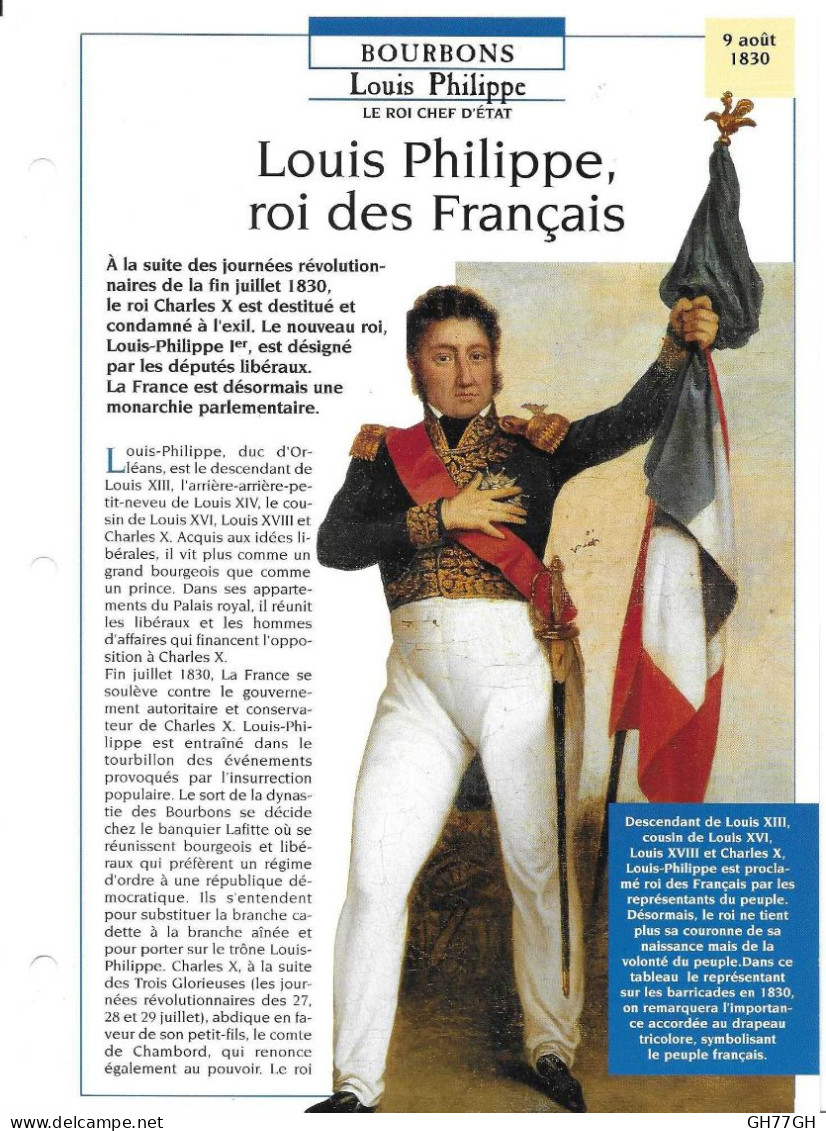 FICHE ATLAS: LOUIS PHILIPPE ROI DES FRANCAIS -BOURBONS - Geschiedenis