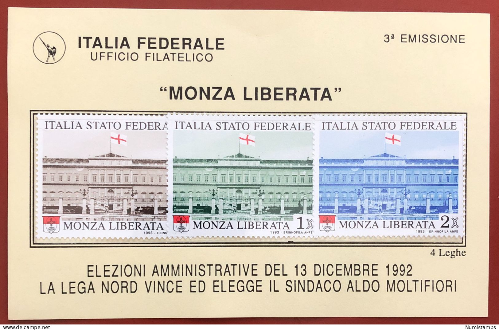 LEGA NORD - "MONZA LIBERATA" - 3a Emissione - ITALIA STATO FEDERALE - 1993 - 1991-00: Mint/hinged