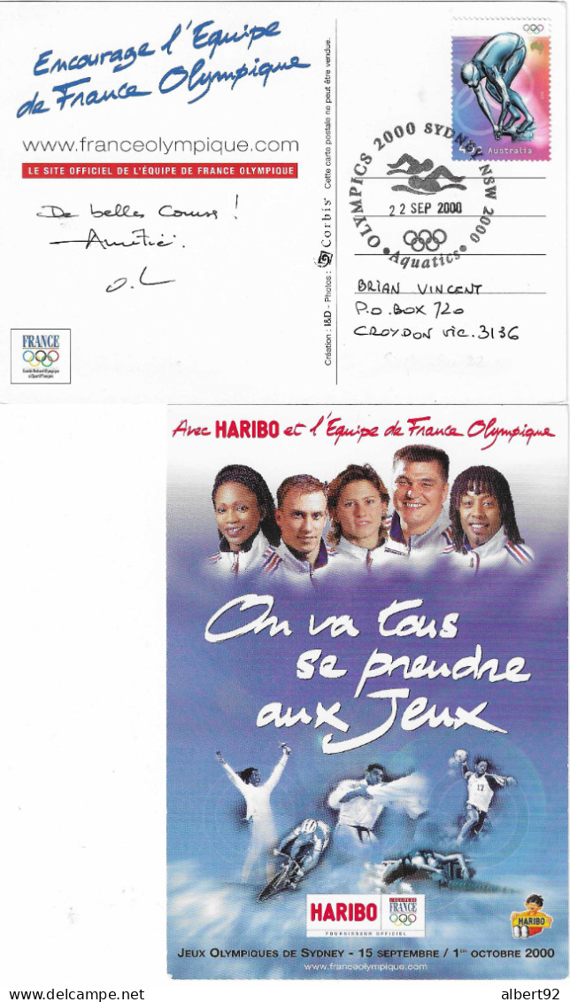 2000 La Natation Aux Jeux Olympiques De Sydney: Carte De L'équipe De France Olympique - Sommer 2000: Sydney