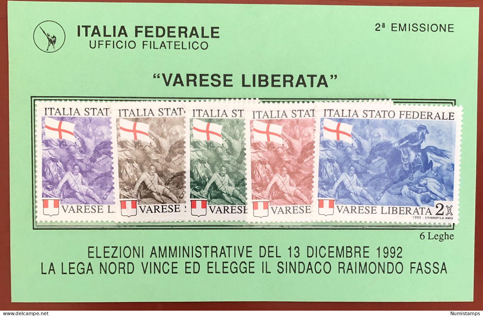 LEGA NORD - ITALIA FEDERALE "VARESE LIBERATA" - 3a Emissione - 1993 - 1991-00: Nieuw/plakker