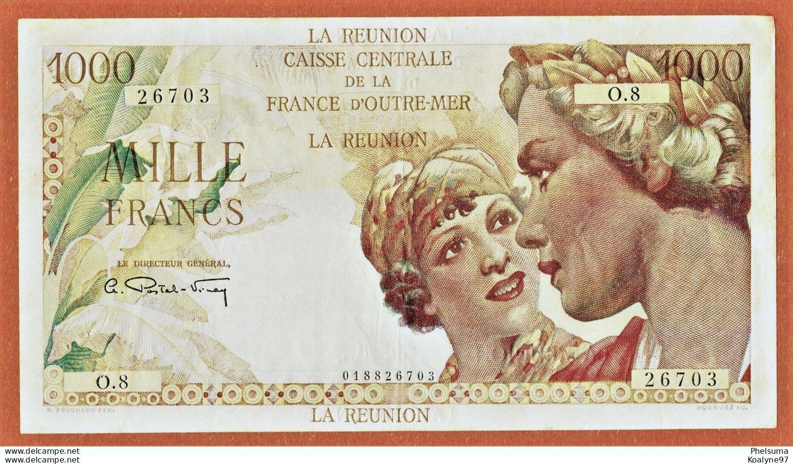 Ile De La REUNION : 1000 Francs Union Française Date : (années 60) IDOM Une Seule Signature Postel-Vinay - Reunión