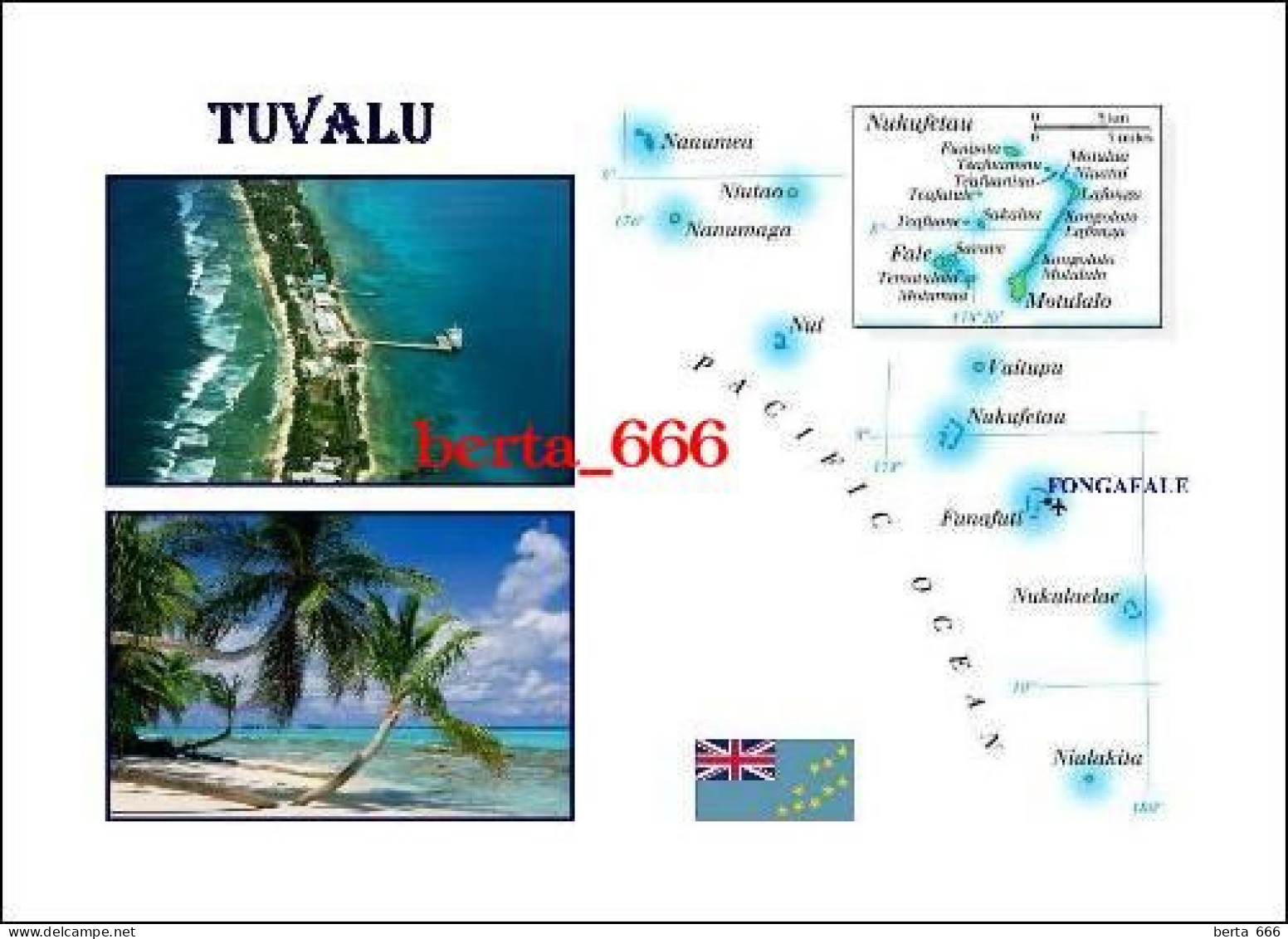 Tuvalu Country Map New Postcard * Carte Geographique * Landkarte - Tuvalu