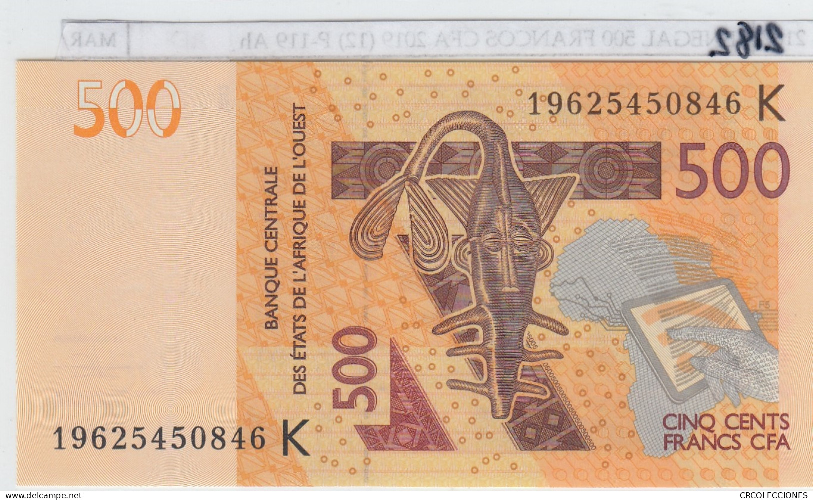 BILLETE SENEGAL 500 FRANCOS CFA 2019 (12) P-119 Ah FIRMA RARA SIN CIRCULAR - Other - Africa