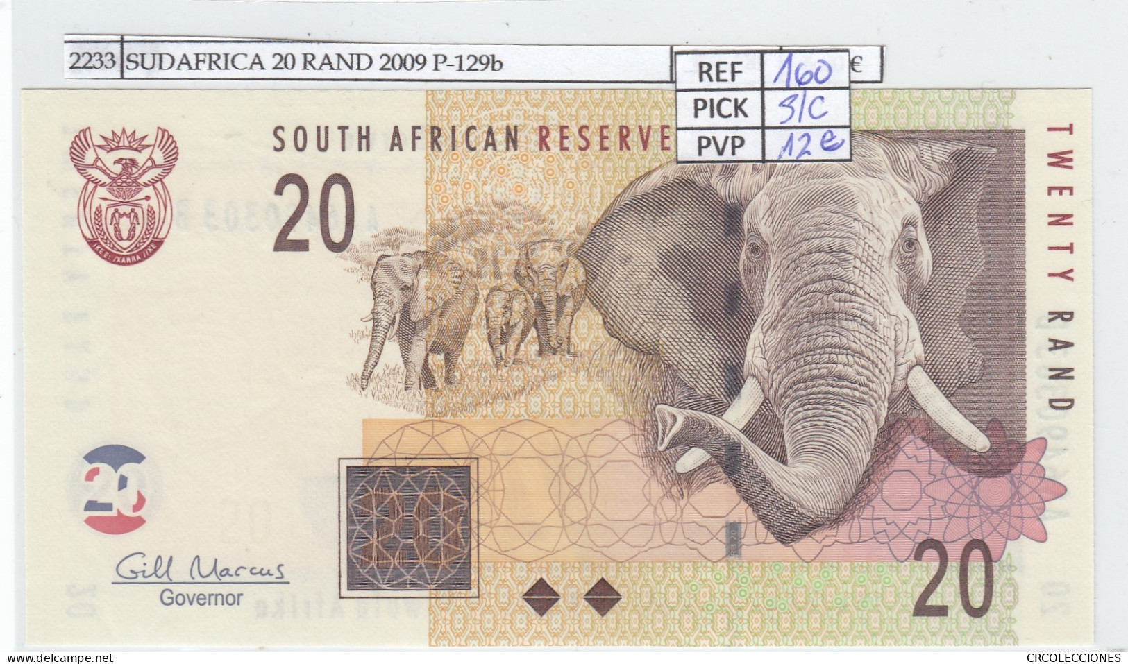 BILLETE SUDAFRICA 20 RAND 2009 P-129b SIN CIRCULAR - Other - Africa