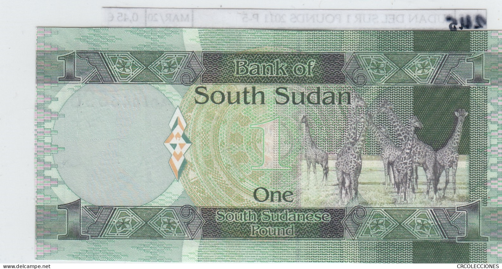 BILLETE SUDAN DEL SUR 1 POUNDS 2011 P-5 SIN CIRCULAR - Otros – Africa