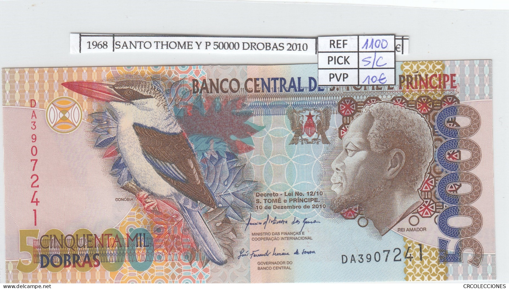 BILLETE ST. THOMAS Y PRINCIPE 50.000 DROBAS 2010 P-68d  SIN CIRCULAR - Altri – Africa