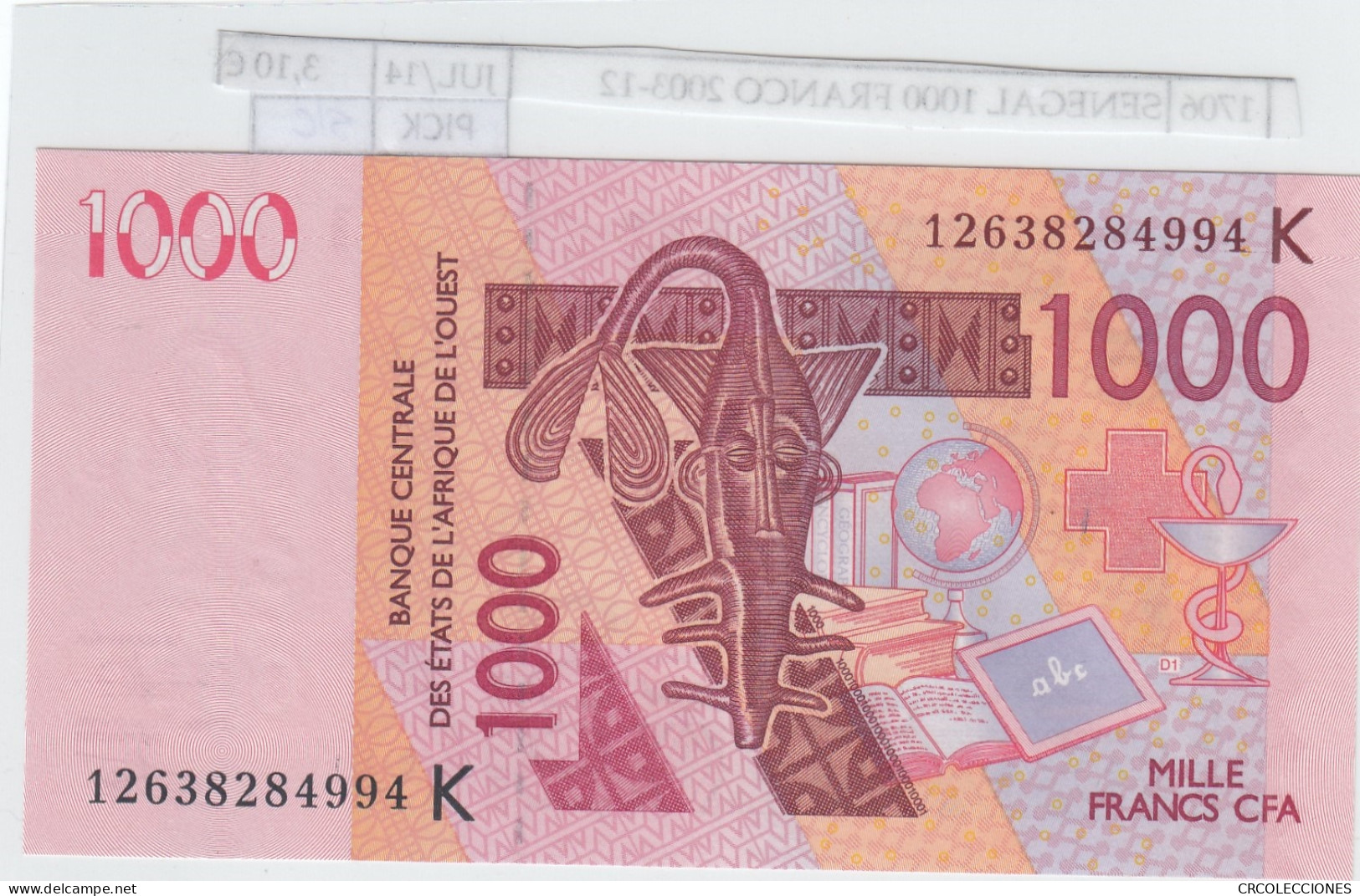 BILLETE SENEGAL 1.000 FRANCOS CFA 2012 (03) P-115 Al SIN CIRCULAR - Autres - Afrique