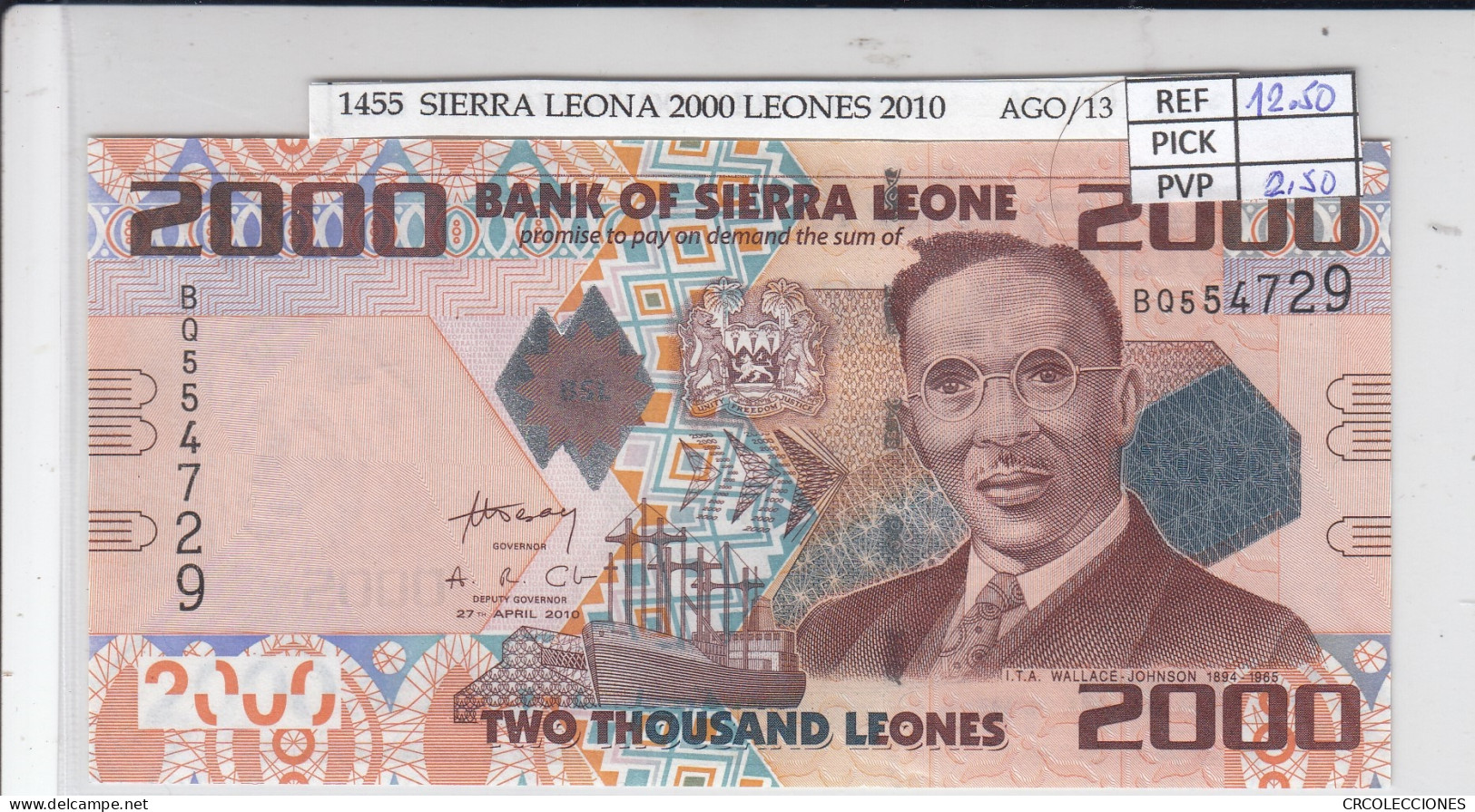 BILLETE SIERRA LEONA 2.000 LEONES 2010 P-31a SIN CIRCULAR - Other - Africa