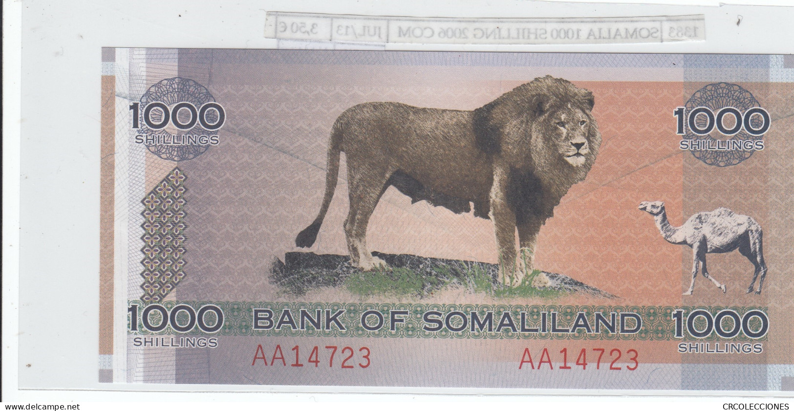 BILLETE SOMALIA 1.000 SHILLING 2006 P-CS1a SIN CIRCULAR - Sonstige – Afrika