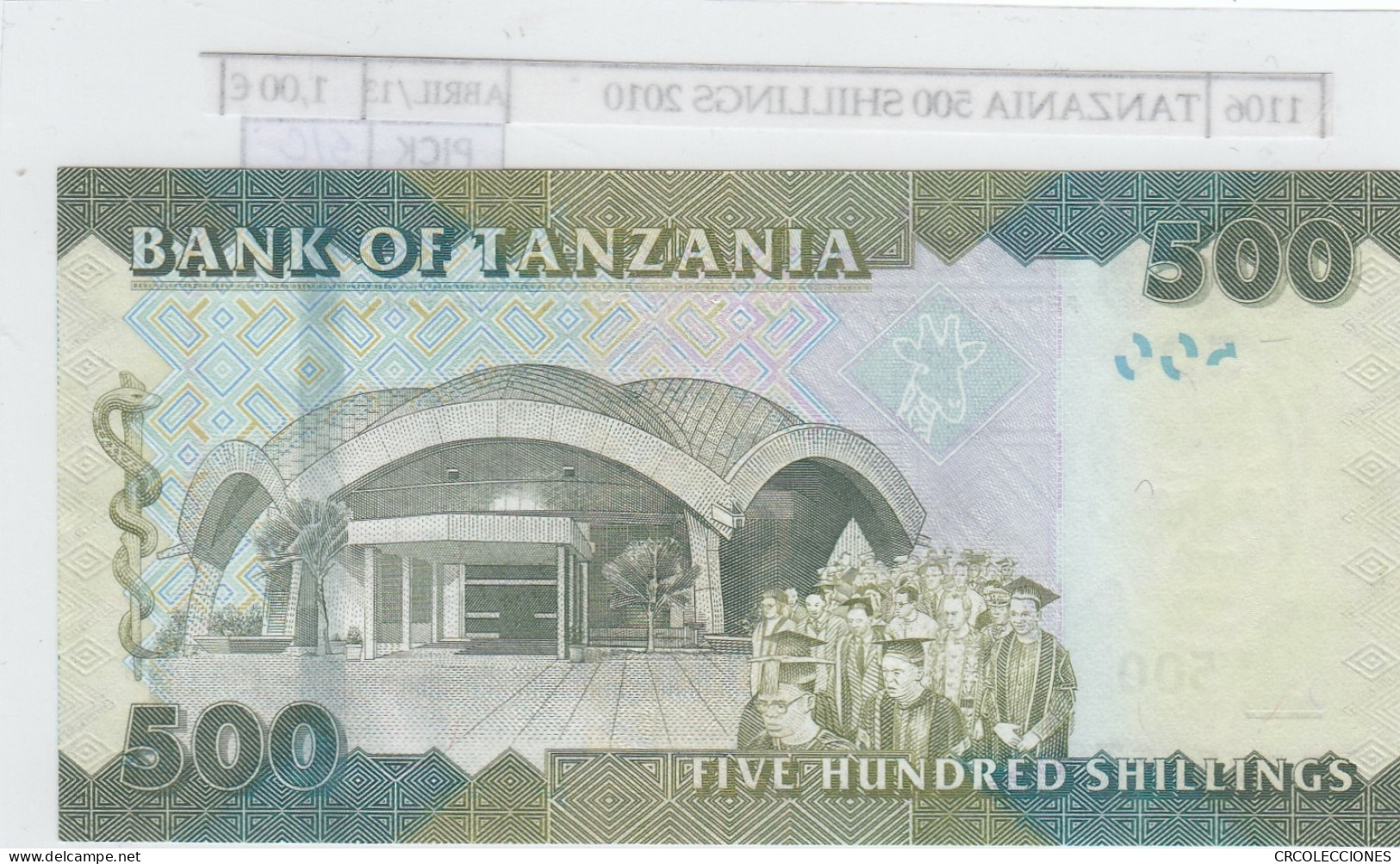 BILLETE TANZANIA 500 SHILLINGS 2010 P-40 SIN CIRCULAR - Altri – Africa