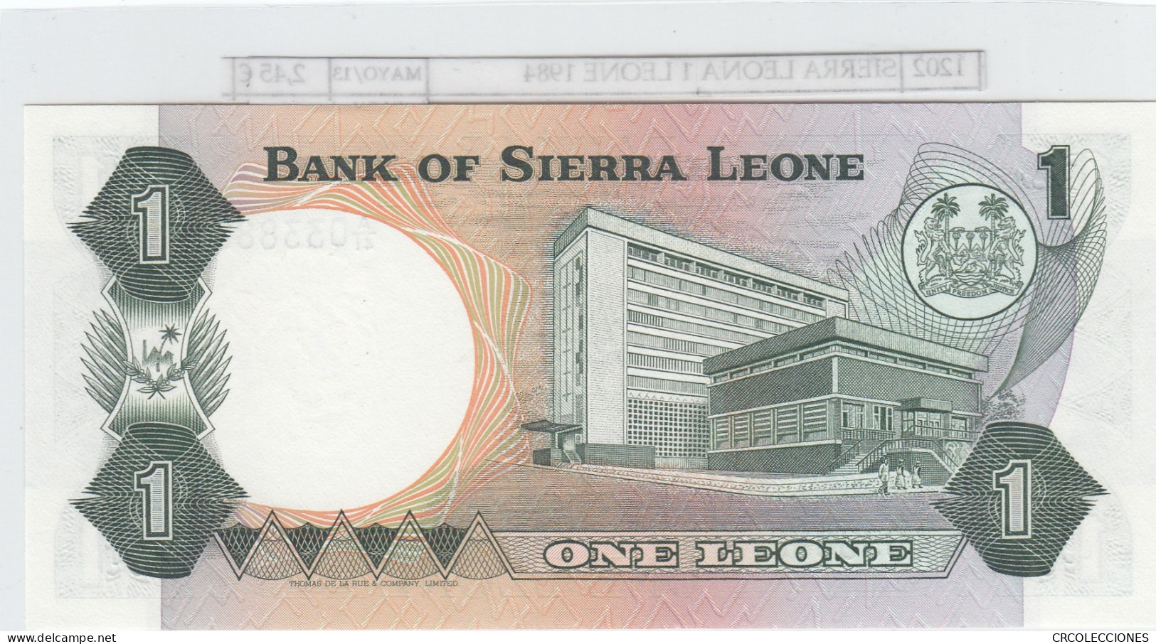 BILLETE SIERRA LEONA 1 LEONE 1984 P-5e SIN CIRCULAR - Autres - Afrique