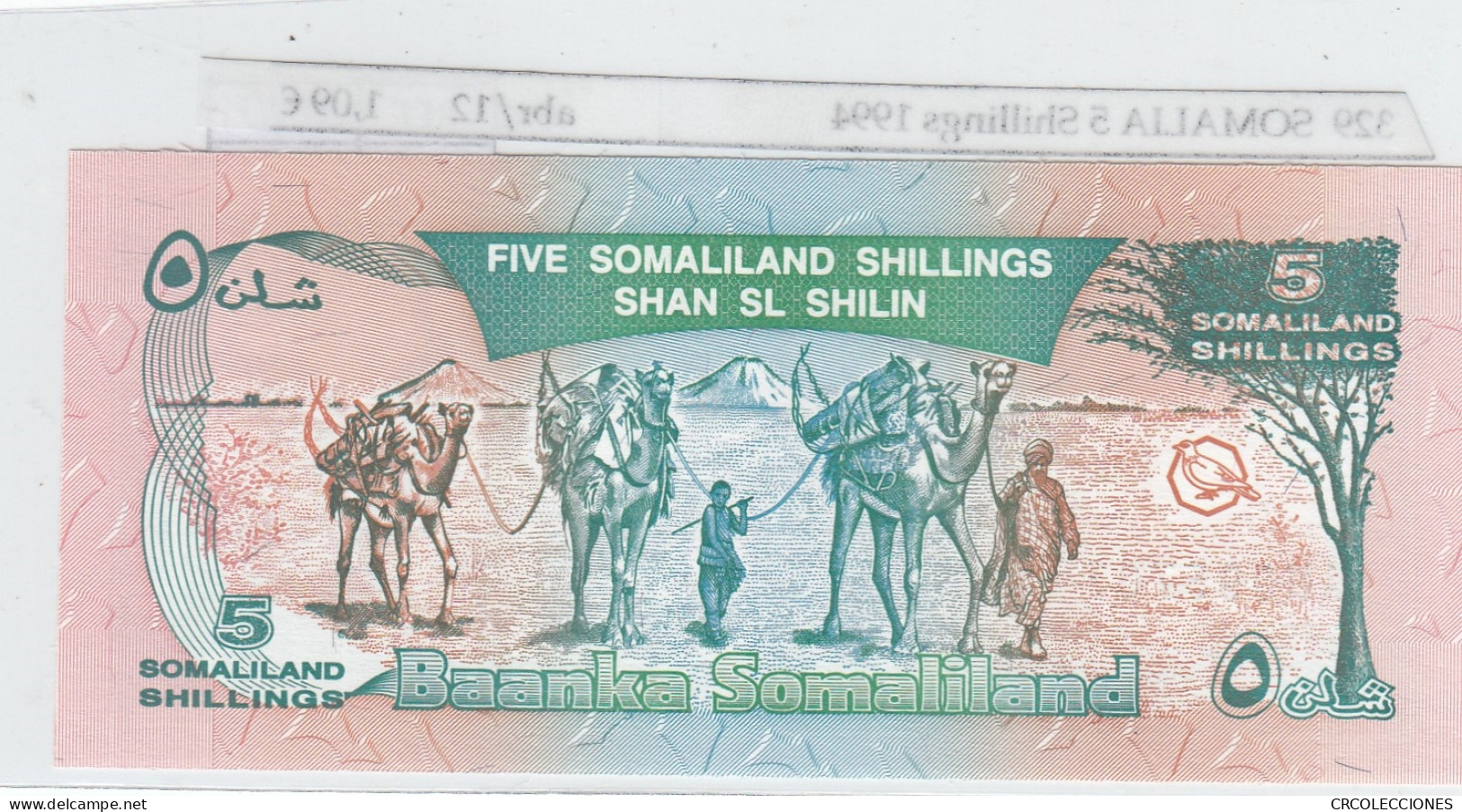 BILLETE SOMALIA 5 SHILLING 1994 P-1a SIN CIRCULAR - Sonstige – Afrika