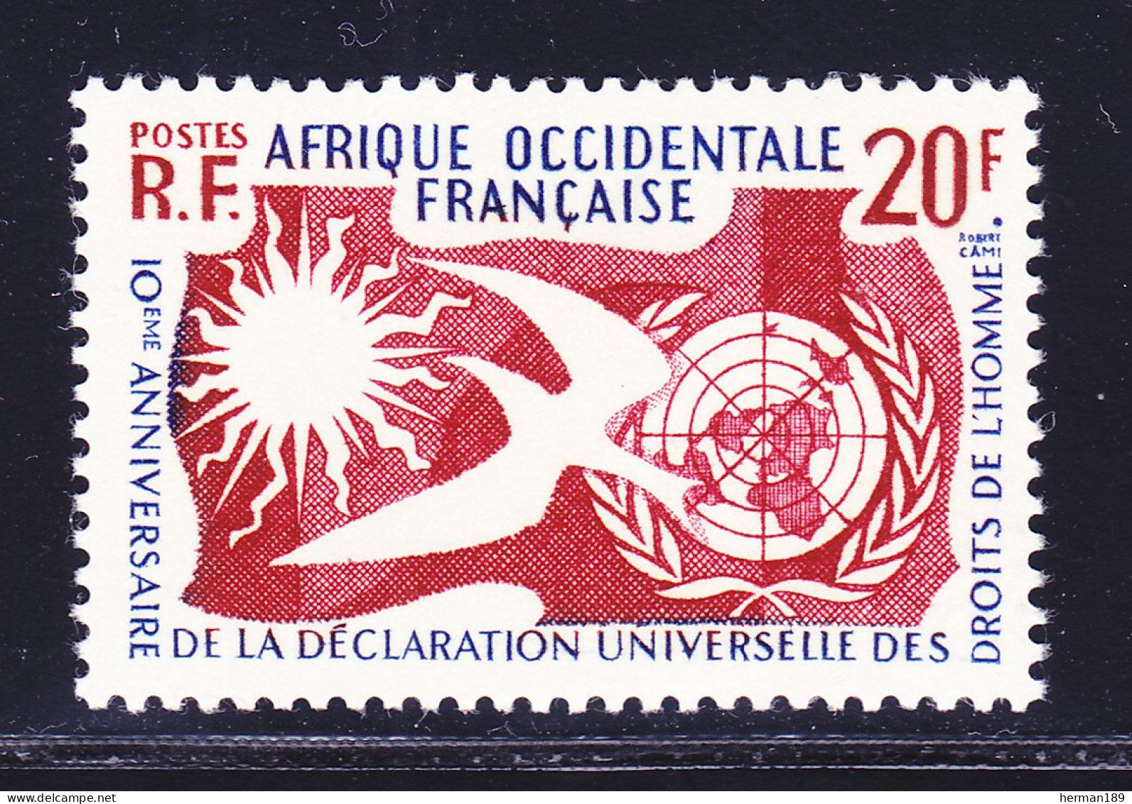 A.O.F. N°   74 ** MNH Neuf Sans Charnière, TB (D7698) Droits De L'Homme - 1958 - Unused Stamps