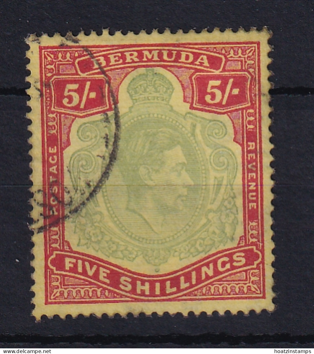 Bermuda: 1938/53   KGVI    SG118c    5/-   Bronze-green & Carmine-red/pale Yellow   [Perf: 14]  Used - Bermuda