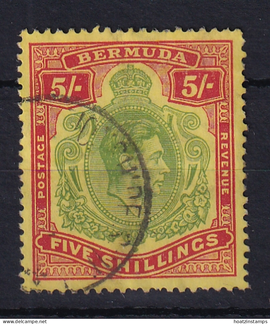 Bermuda: 1938/53   KGVI    SG118g    5/-   Green & Scarlet/yellow   [Perf: 13]  Used - Bermuda
