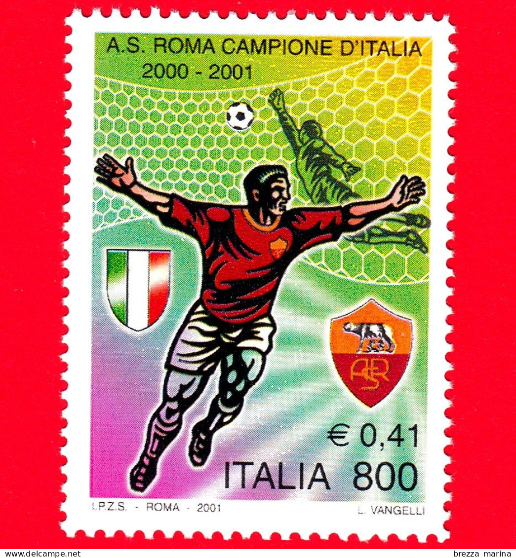 Nuovo - MNH - ITALIA - 2001 - Calcio - Roma Campione D'Italia 2000-2001 - Giocatore - 800 L. - 0,41 - 2001-10: Mint/hinged