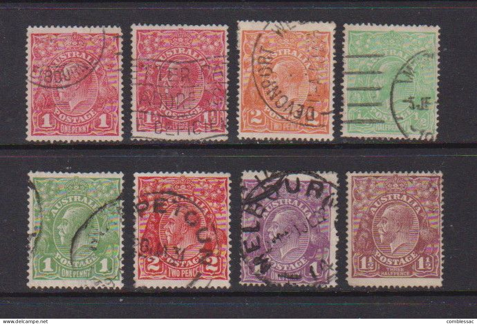 AUSTRALIA    King  George  V     8  Various  Stamps       USED - Oblitérés