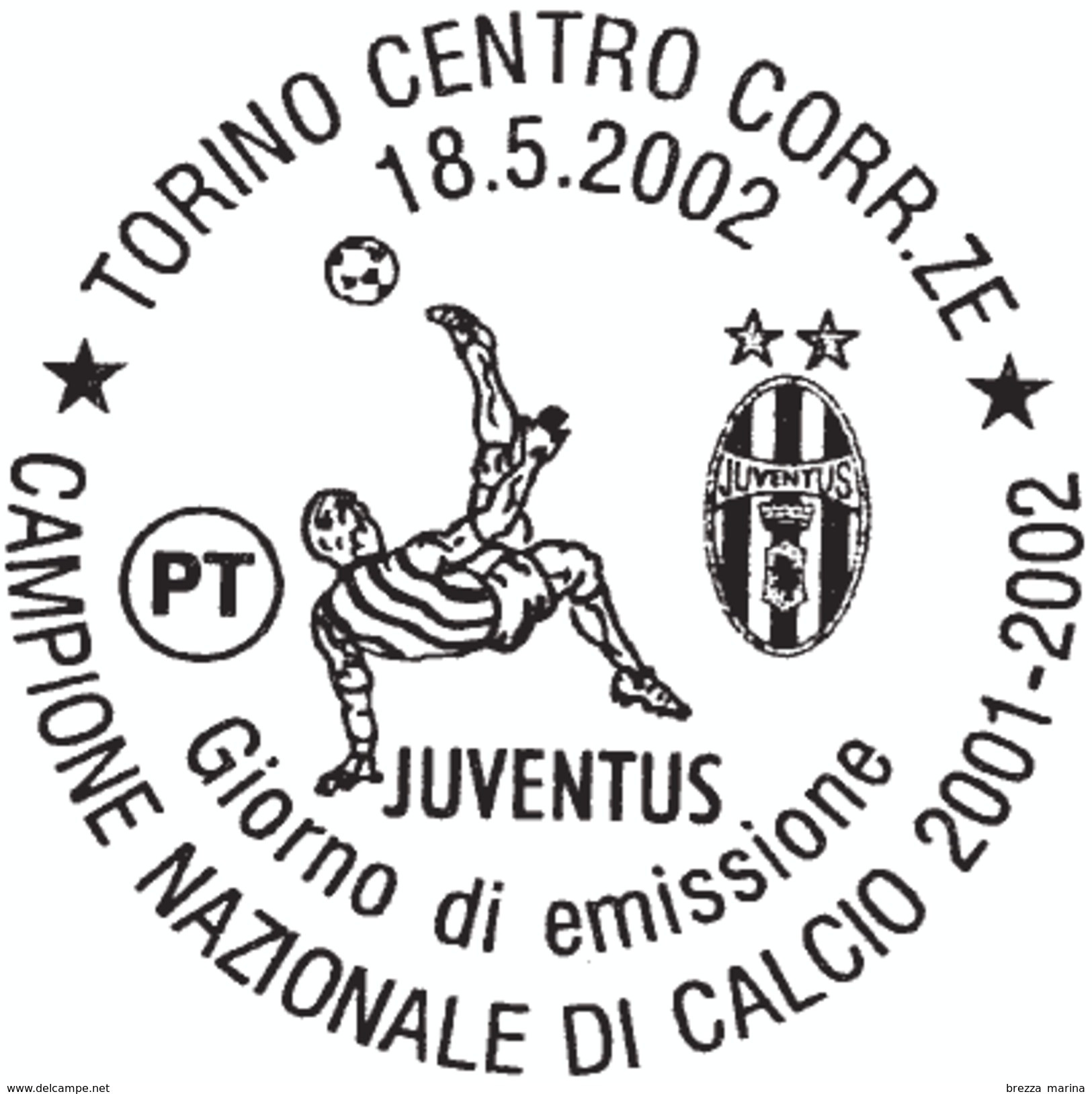 Nuovo - MNH - ITALIA - 2002 - Juventus Campione D'Italia 2001-2002 - Giocatore - 0,41 - 2001-10:  Nuevos