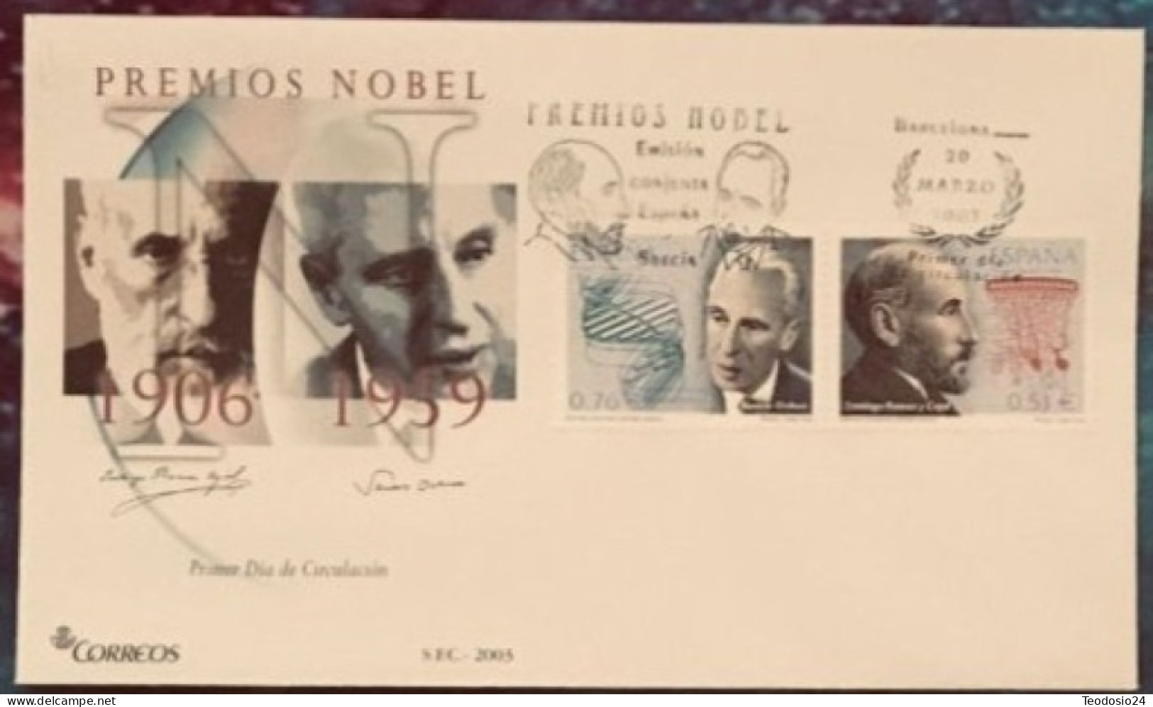 FDC  2003.- Premios Nobel. Ramon Y Cajal Y Severo Ochoa. - FDC