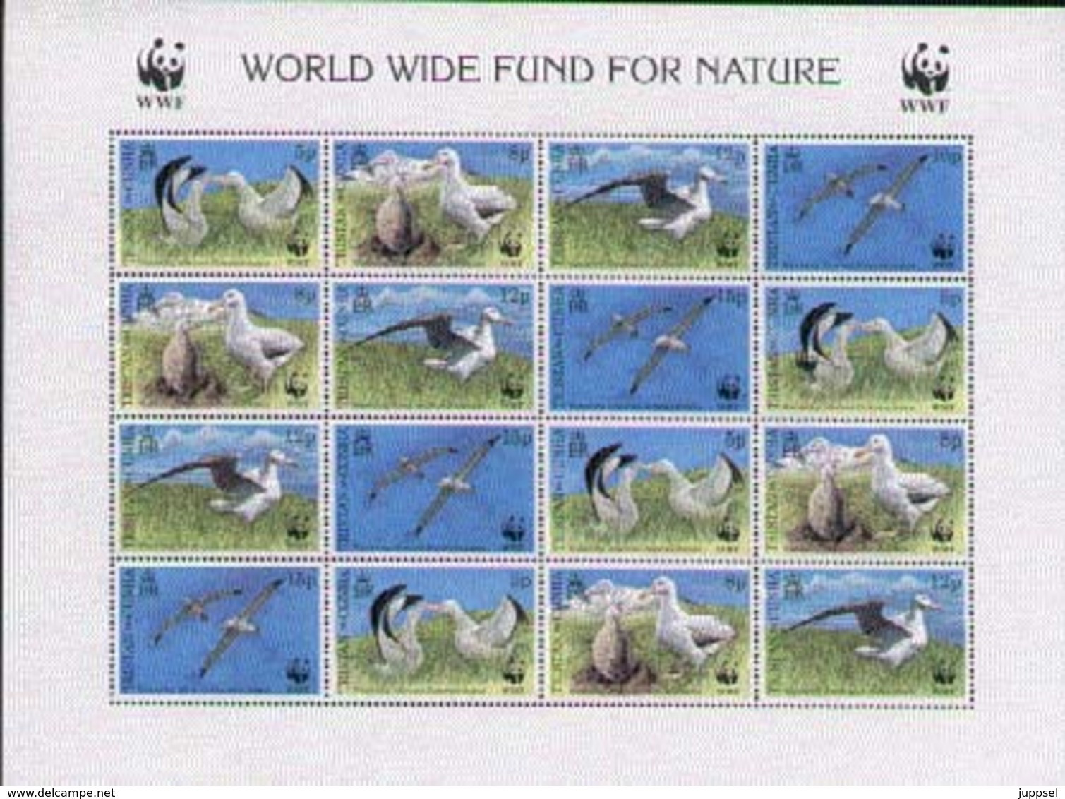 WWF  TRISTAN Da CUNHA, ERROR, Sheetlet With 4 Sets MNH - Marine Web-footed Birds