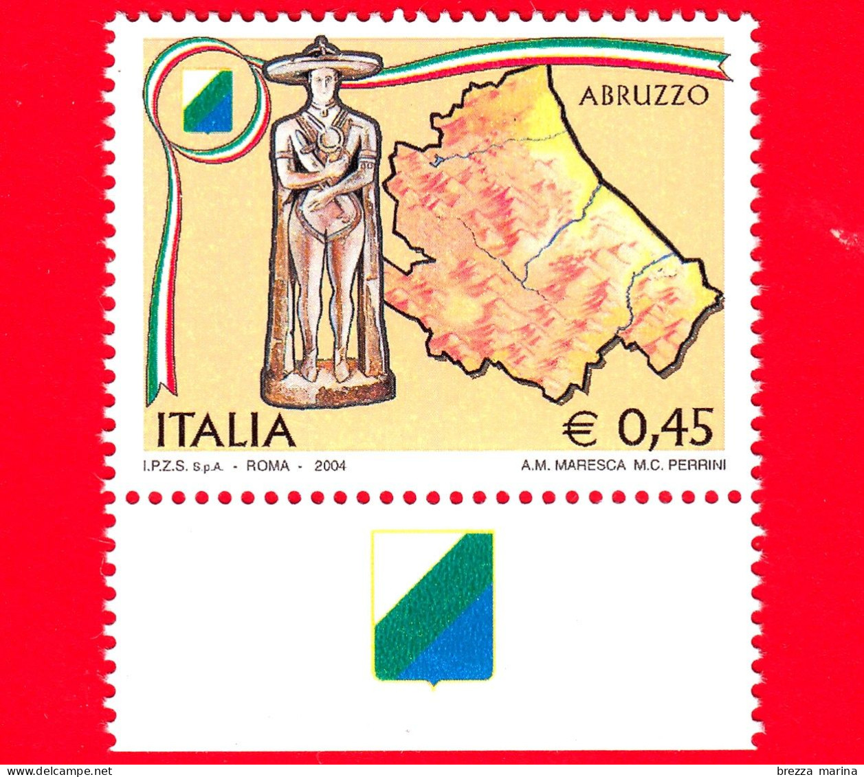 Nuovo - MNH - ITALIA - 2004 - Regioni D'Italia - Abruzzo - Guerriero Di Capestrano - 0,45 € - 2001-10: Ungebraucht