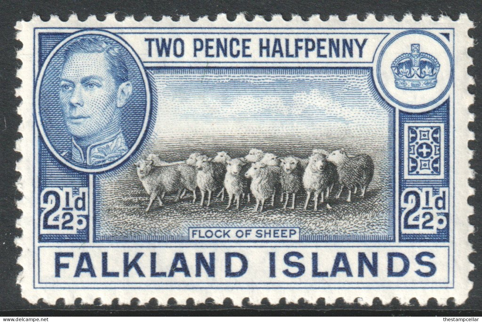Falkland Islands Scott 87 - SG151, 1938 George VI 2.1/2d Sheep MH* - Islas Malvinas