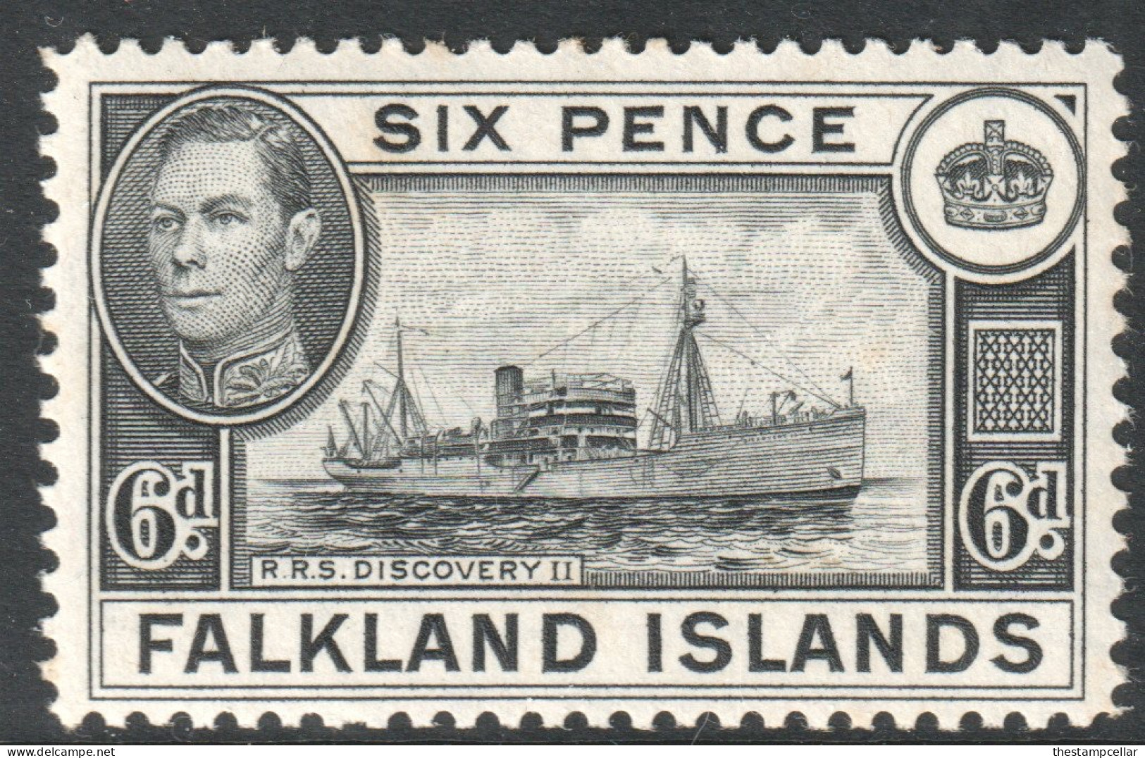 Falkland Islands Scott 102 - SG156, 1938 George VI 6d MH* - Islas Malvinas