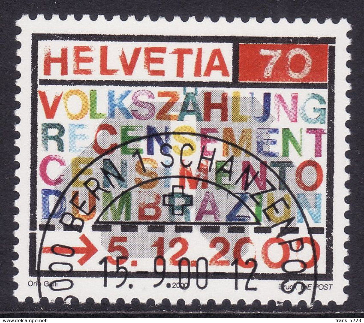 Schweiz: SBK-Nr. 1005 (Volkszählung 2000) ET-gestempelt - Oblitérés