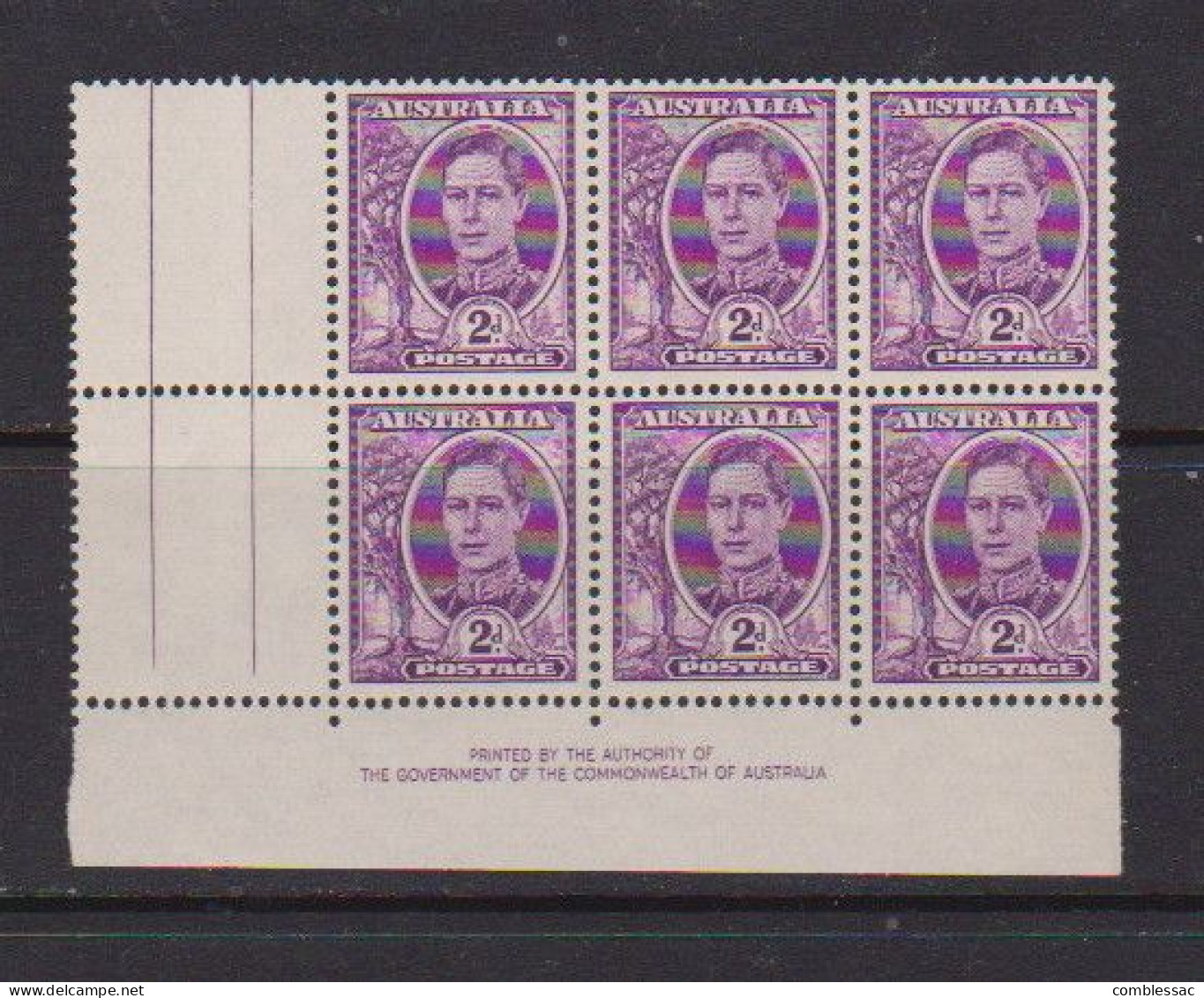 AUSTRALIA    1948    2d  Bright  Purple    Block  Of  6    No Wmk    MNH - Ongebruikt