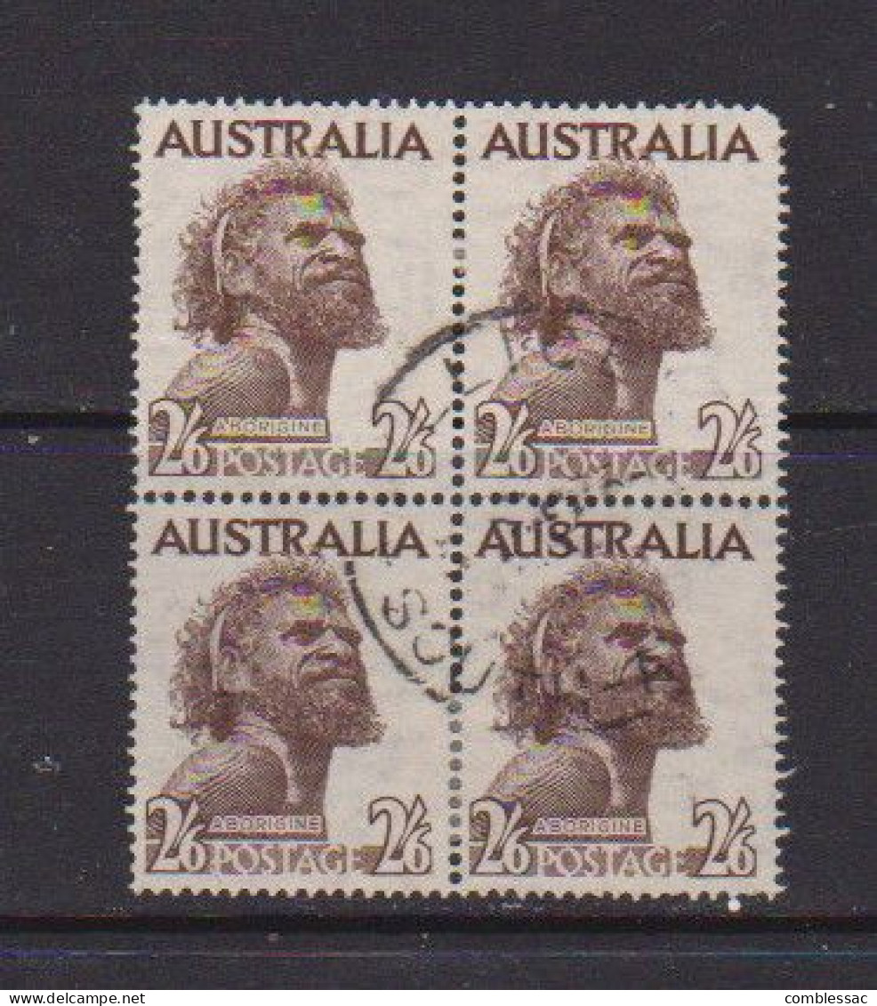 AUSTRALIA    1952    2/6  Deep  Brown    Block  Of  4    USED - Oblitérés