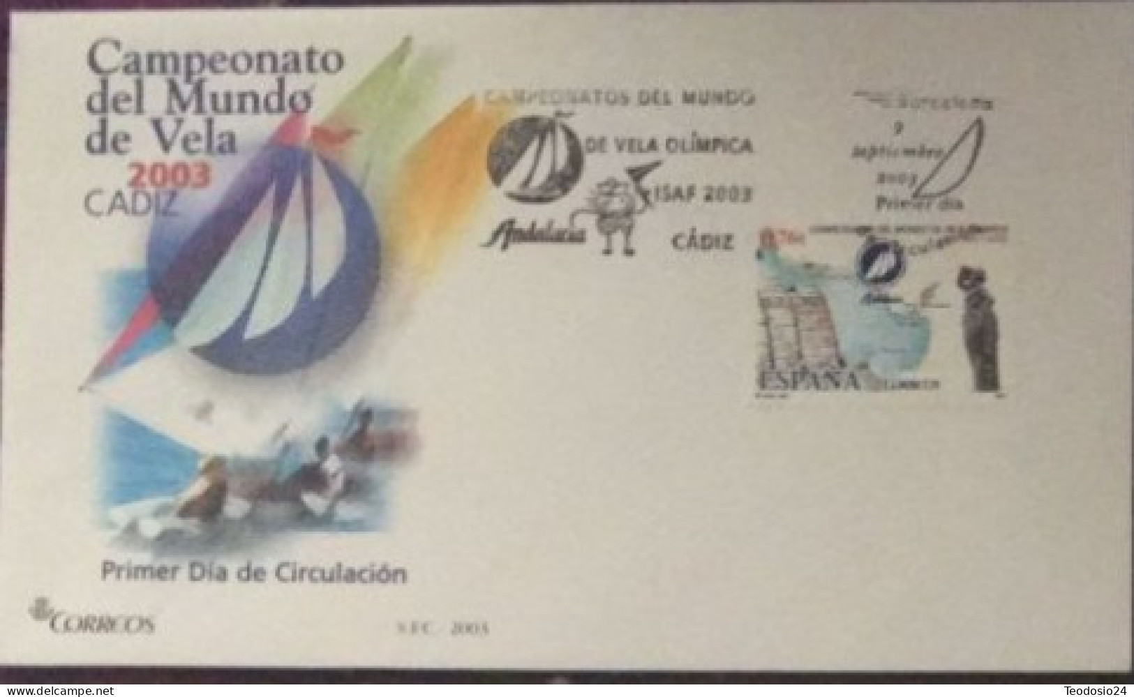 FDC  2003.- Campeonato Mundo Vela Cadiz. - FDC