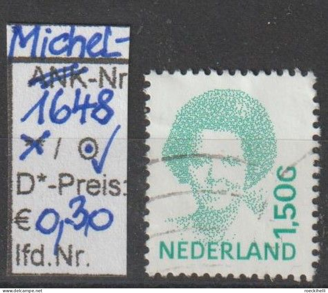 1998 - NIEDERLANDE - FM/DM "Königin Beatrix" 1,50 G Bläul'grün - O  Gestempelt - S.Scan (1648o Nl) - Used Stamps