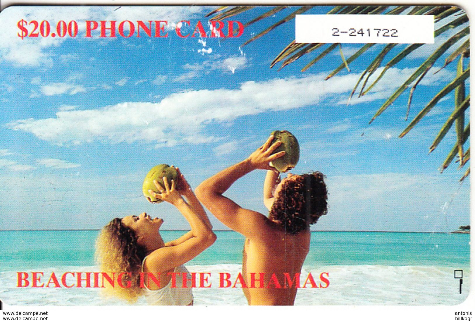 BAHAMAS ISL.(chip) - Beaching In Bahamas(BAH C7D), Used - Bahamas