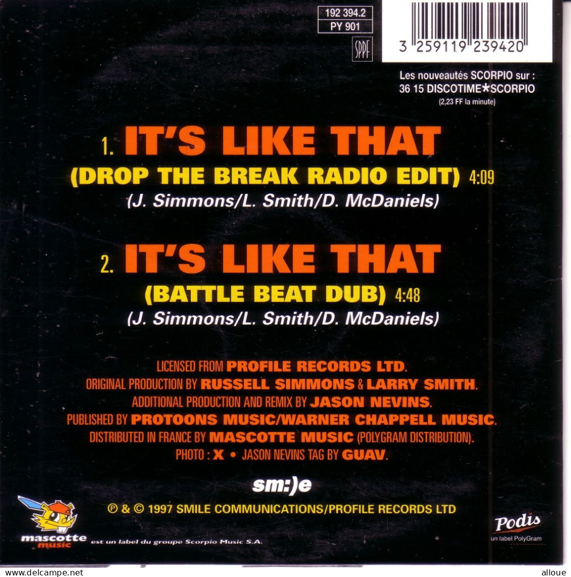 RUN - D.M.C. - CD 2 TITRES  - POCHETTE CARTON - IT' LIKE THAT - Otros - Canción Inglesa