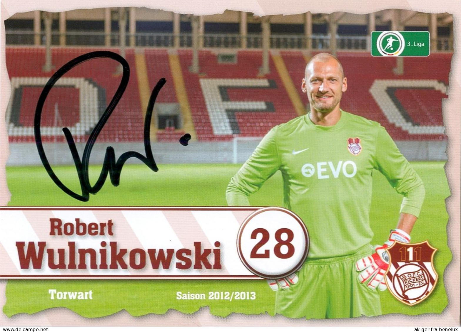 Fußball-Autogrammkarte AK Robert Wulnikowski Offenbacher Kickers 12-13 1. FC Union Berlin Rot-Weiss RW Essen Würzburg - Autógrafos