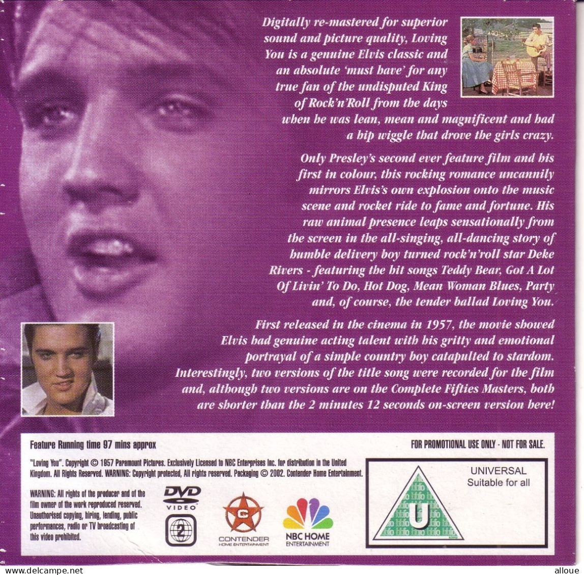 ELVIS PRESLEY IN LOVING YOU - DVD DAILY MAIL   - POCHETTE CARTON - DVD Musicales