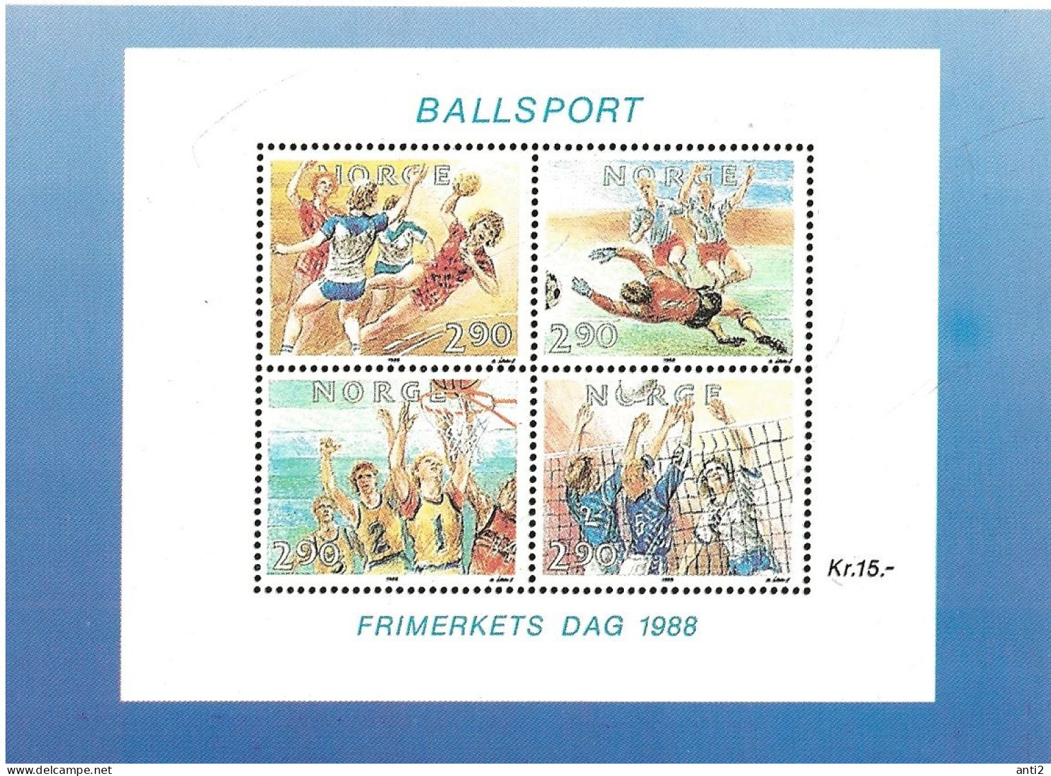 Norway 1988 Card With Imprinted Stamps Stamps Day  - Bloc Ballsports,  Maximum Card  Unused - Lettres & Documents